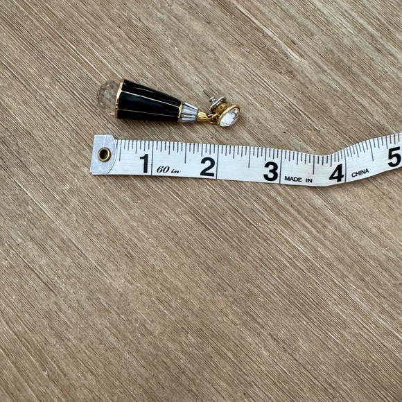 Rachel Zoe Designer Glass Crystal Glass Black Enamel drop earrings - Picture 4 of 5